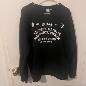 OUIJA Black Crewneck Sweatshirt Retro Throwback 90s Plus Size 2X Black & White